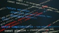 Computer script. Software background. Source code photo. Website programming code. Programmer developer screen. Developer working Royalty Free Stock Photo