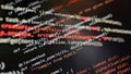 Computer script. Software background. Source code photo. Website programming code. Programmer developer screen. Developer working Royalty Free Stock Photo