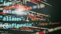 Computer script. Software background. Source code photo. Website programming code. Programmer developer screen. Developer working Royalty Free Stock Photo