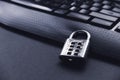 Computer security concept. A padlock on a computer keyboard Royalty Free Stock Photo