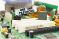 There is a sticker on the motherboard that says - One Time Password Royalty Free Stock Photo