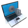 Computer security 3d concept - laptop and key Royalty Free Stock Photo