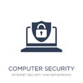 Computer security icon. Trendy flat vector Computer security icon on white background from Internet Security and Networking
