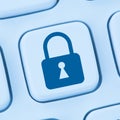 Computer security internet lock icon online data protection blue Royalty Free Stock Photo