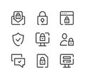 Computer security line icons set. Modern linear symbols, simple outline elements collection. Vector line icons Royalty Free Stock Photo