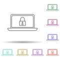 Computer security multi color icon. Simple thin line, outline vector of security icons for ui and ux, website or mobile Royalty Free Stock Photo