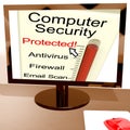 Computer Security Protected Meter Shows Computer Internet Safety Royalty Free Stock Photo