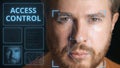 Security system scanning man`s face. Electronic access control related image Royalty Free Stock Photo