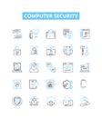 Computer security vector line icons set. Antivirus, Firewall, Encryption, Patching, Phishing, Malware, Vulnerability