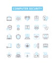 Computer security vector line icons set. Antivirus, Firewall, Encryption, Patching, Phishing, Malware, Vulnerability