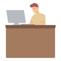 Computer seller icon cartoon vector. Teenager first job