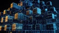 Computer server farm. Blockchain concept