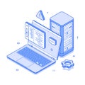 Computer server maintenance programming database hardware support isometric vector illustration Royalty Free Stock Photo