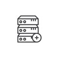Computer server plus add line icon Royalty Free Stock Photo