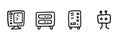 Computer, Server, And Robot Line Icon Set In Doodle Style. Technology, Data Management, And Ai Automation Outline Sketch Royalty Free Stock Photo