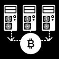 Computer, servers, bitcoin solid icon. vector illustration isolated on black. glyph style design, designed for web and Royalty Free Stock Photo