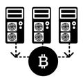 Computer, servers, bitcoin solid icon. vector illustration isolated on white. glyph style design, designed for web and Royalty Free Stock Photo