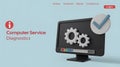Computer service diagnostics screen with repair and maintenance concept Royalty Free Stock Photo