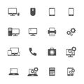 Computer service flat icons in gray Royalty Free Stock Photo