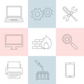 Computer service outline icons