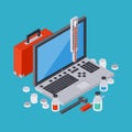 Computer service, repair, technical support vector concept Royalty Free Stock Photo