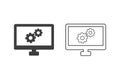 Computer Setting icons flat design or Computer Setting icons. 2 style of computer setting icons Royalty Free Stock Photo