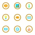 Computer setting icons set, cartoon style Royalty Free Stock Photo