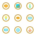 Computer setting icons set, cartoon style Royalty Free Stock Photo