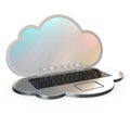 Computer shaped as a cloud over white background