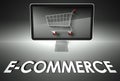 Computer and shopping cart with E-commerce, Business