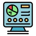 Computer showing business dashboard with analytics data, charts and pie graph Royalty Free Stock Photo