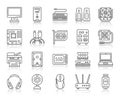 Computer simple black line icons vector set Royalty Free Stock Photo