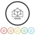 Computer simulation icon. Set icons in color circle buttons Royalty Free Stock Photo