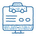 Computer Site for Calling Online Taxi doodle icon hand drawn illustration