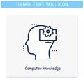 Computer skill line icon. Editable illustration