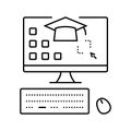 computer skills primary school line icon vector illustration