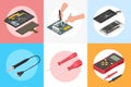 Computer Smartphone Repair Compositions Royalty Free Stock Photo