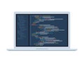 Computer software coding vector concept. Programming coding script java, digital program code on laptop screen. Vector Royalty Free Stock Photo