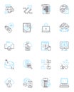 Computer software linear icons set. Program, Code, Application, Algorithm, Database, Compiler, Framework line vector and Royalty Free Stock Photo