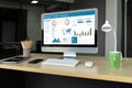Computer software for website traffic analytics data on computer screen snugly