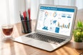 Computer software for website traffic analytics data on computer screen snugly