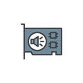 Computer sound card filled outline icon