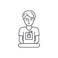 Computer specialist line icon concept. Computer specialist vector linear illustration, symbol, sign