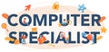 Computer specialist typographic header. Idea of digital data Royalty Free Stock Photo