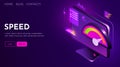 Computer speed analysis. Processor acceleration. Landing page