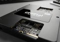 Computer SSD (Solid State Drive) featuring visible circuitry and Royalty Free Stock Photo