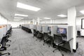 Computer stations in a modern university testing center.