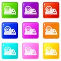 Computer steering wheel icons 9 set