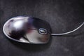 computer stylish wired mouse on a dark background. Orgonomics Royalty Free Stock Photo
