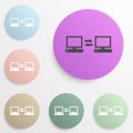 computer synchronization badge color set. Simple glyph, flat vector of web icons for ui and ux, website or mobile application